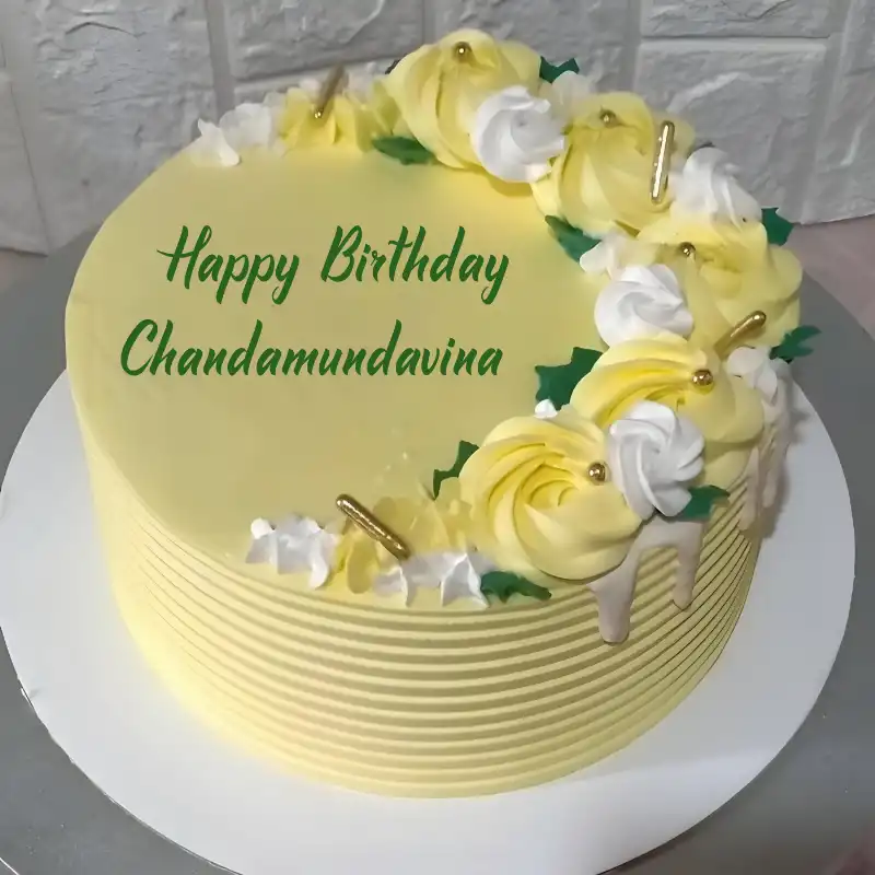 Happy Birthday Chandamundavina Yellow Flowers Cake