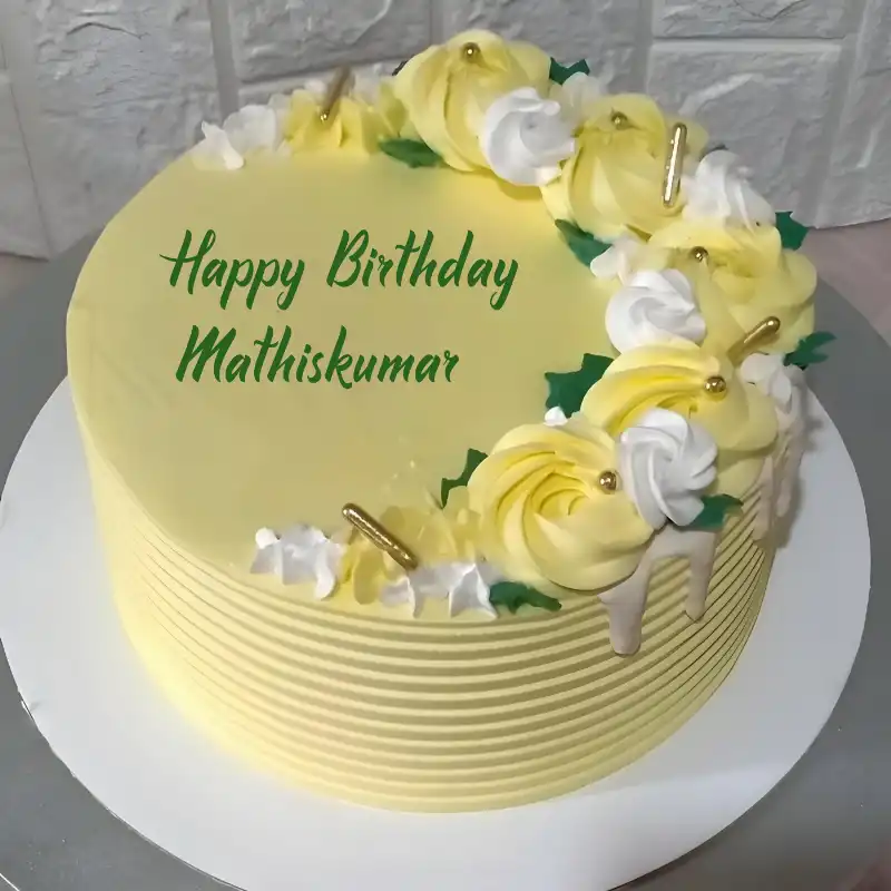 Happy Birthday Mathiskumar Yellow Flowers Cake