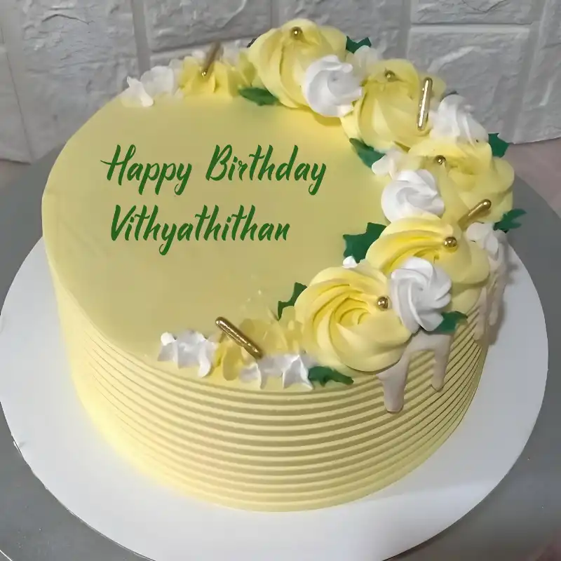 Happy Birthday Vithyathithan Yellow Flowers Cake