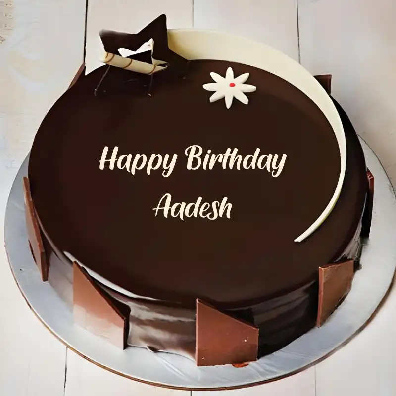 Happy Birthday Aadesh Chocolate Star Cake