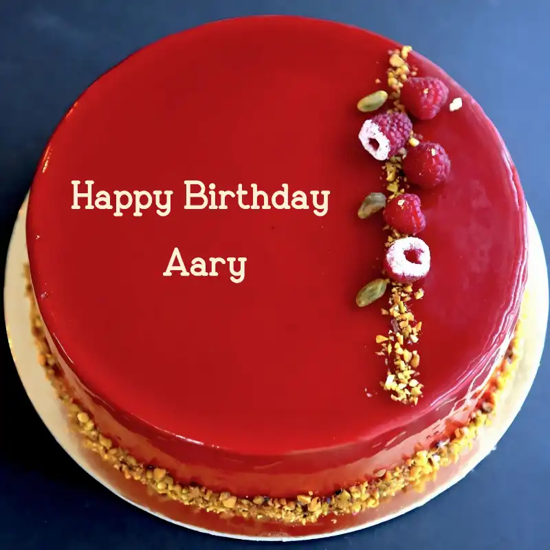 Happy Birthday Aary Red Raspberry Cake