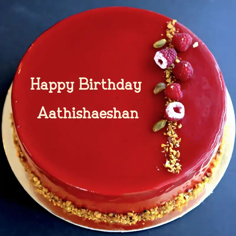 Happy Birthday Aathishaeshan Red Raspberry Cake