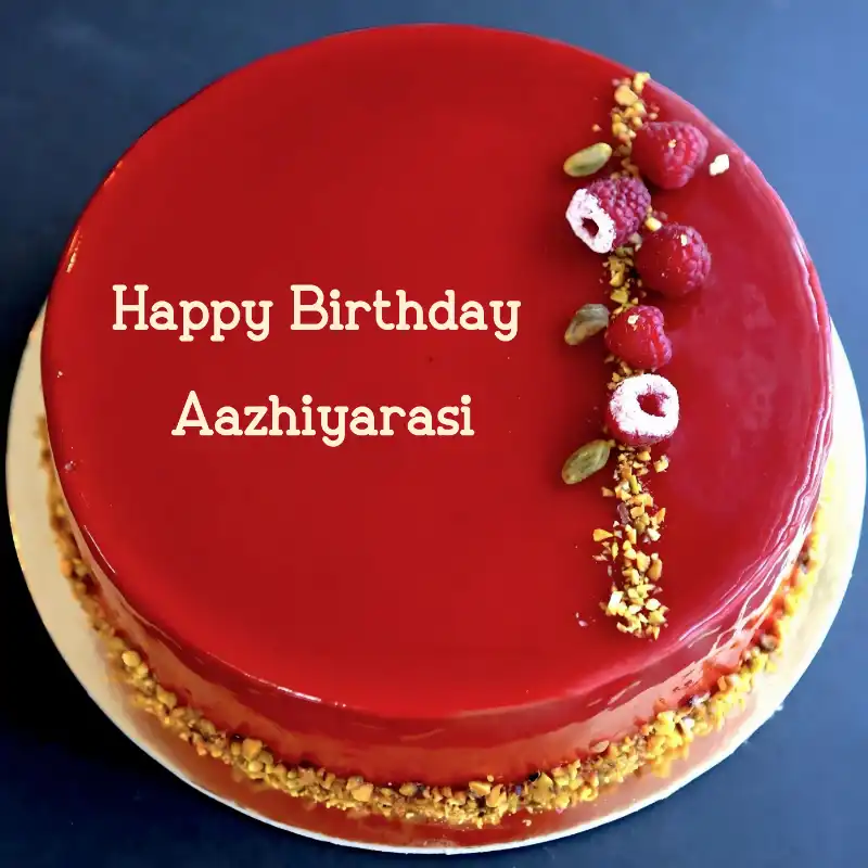 Happy Birthday Aazhiyarasi Red Raspberry Cake
