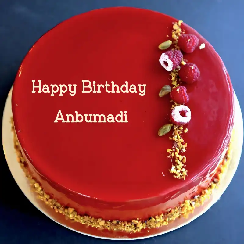 Happy Birthday Anbumadi Red Raspberry Cake
