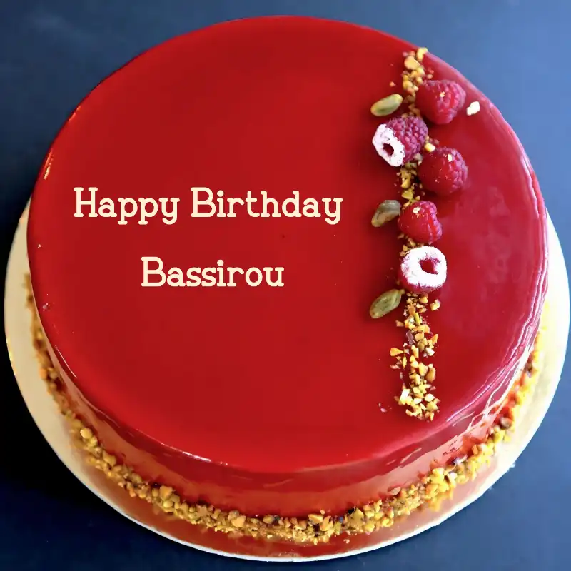 Happy Birthday Bassirou Red Raspberry Cake