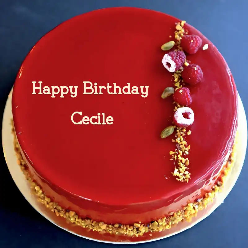 Happy Birthday Cecile Red Raspberry Cake