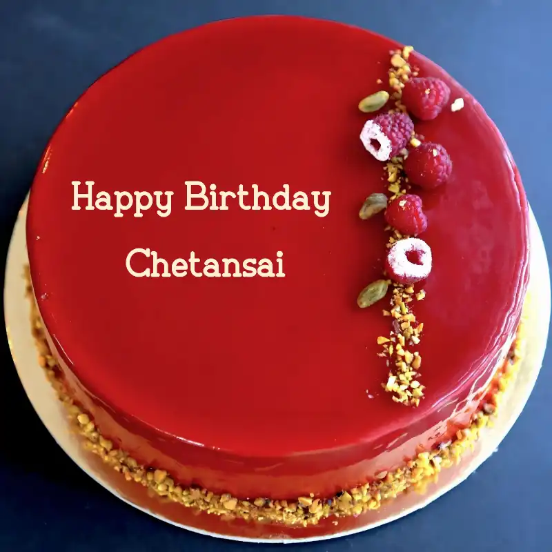 Happy Birthday Chetansai Red Raspberry Cake
