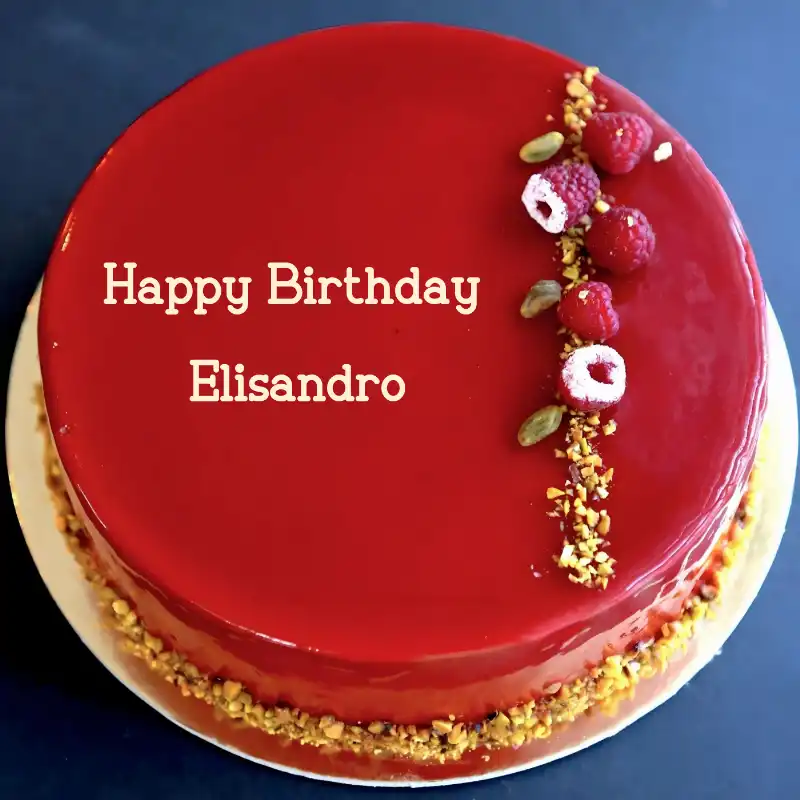 Happy Birthday Elisandro Red Raspberry Cake