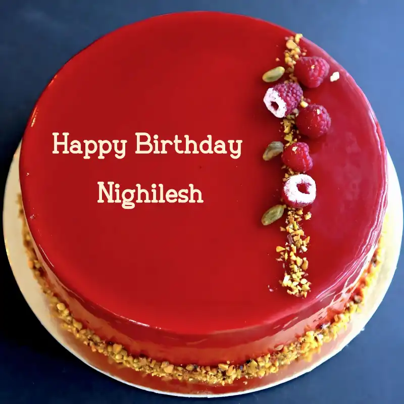 Happy Birthday Nighilesh Red Raspberry Cake