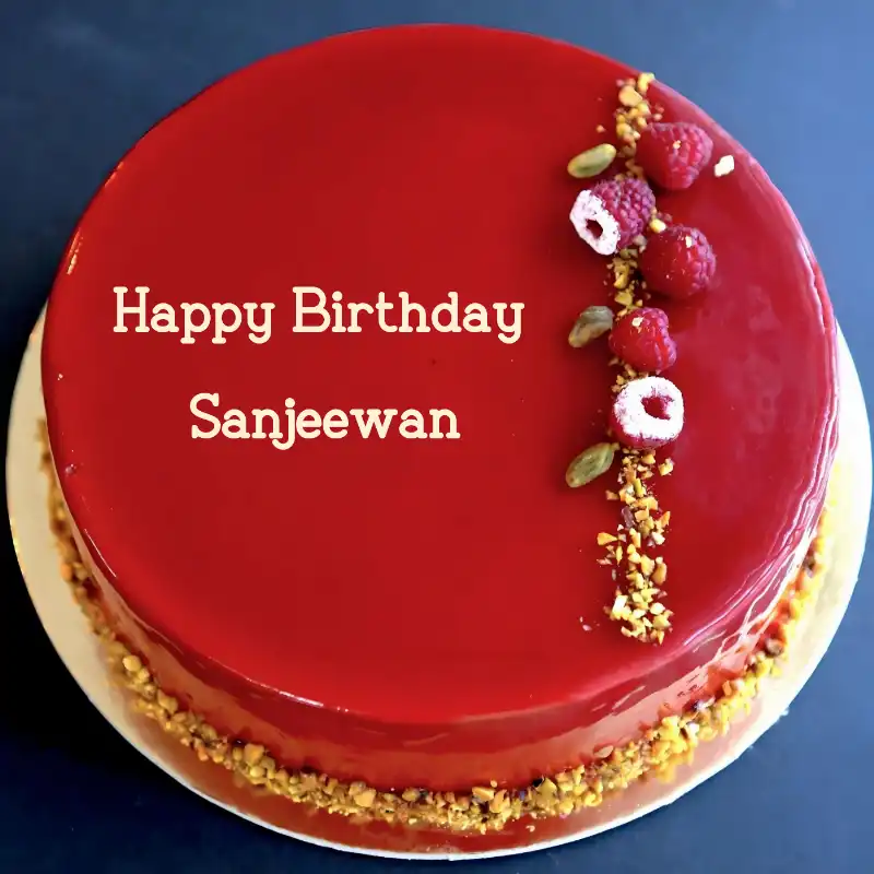 Happy Birthday Sanjeewan Red Raspberry Cake