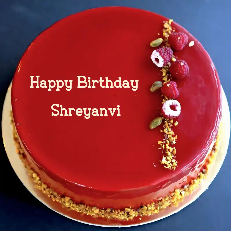 Happy Birthday Shreyanvi Red Raspberry Cake