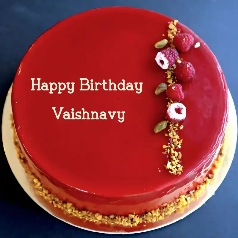 Happy Birthday Vaishnavy Red Raspberry Cake