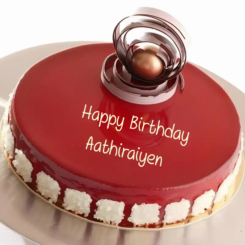 Happy Birthday Aathiraiyen Beautiful Red Cake