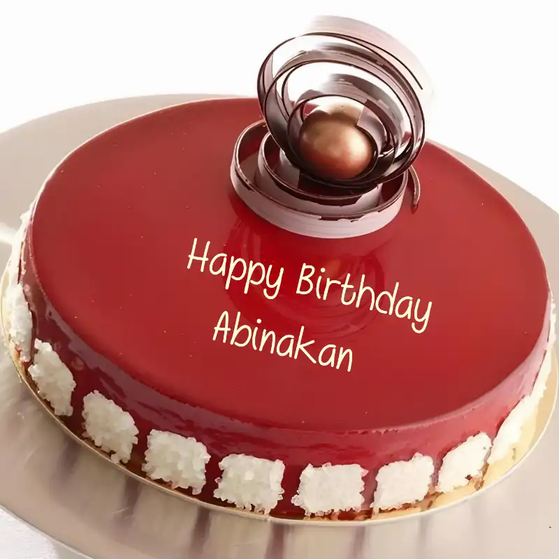Happy Birthday Abinakan Beautiful Red Cake