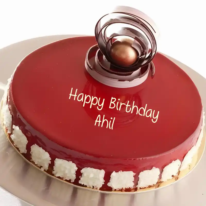 Happy Birthday Ahil Beautiful Red Cake