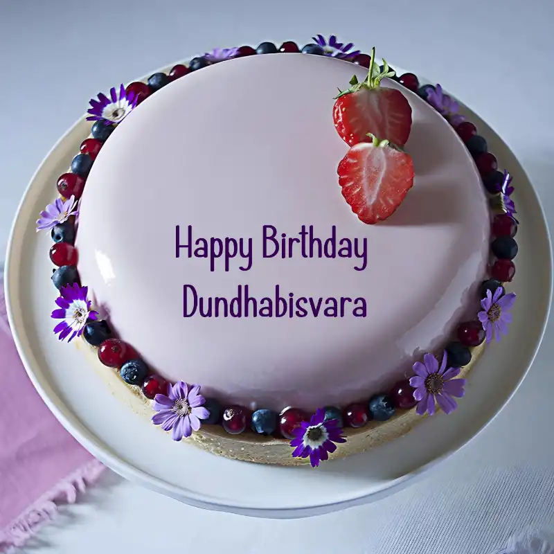 Happy Birthday Dundhabisvara Strawberry Flowers Cake