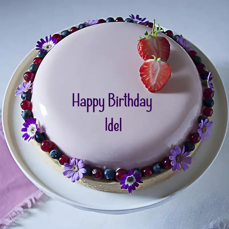 Happy Birthday Idel Strawberry Flowers Cake