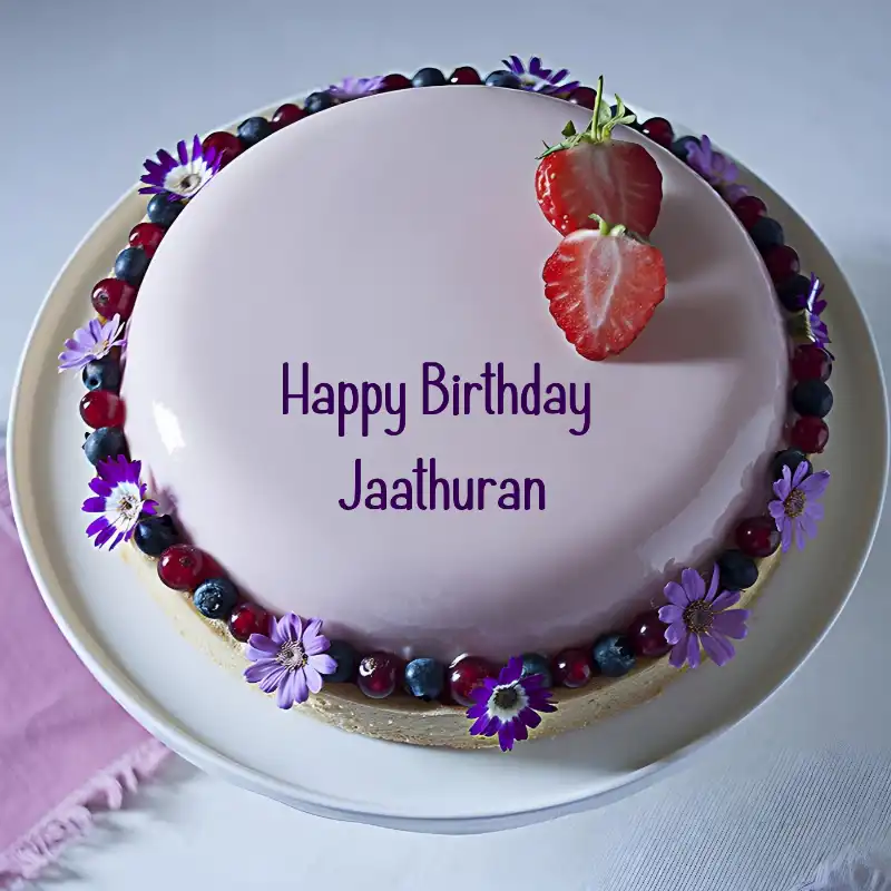 Happy Birthday Jaathuran Strawberry Flowers Cake