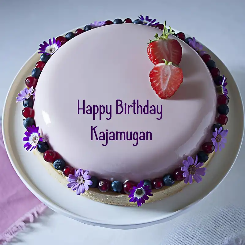 Happy Birthday Kajamugan Strawberry Flowers Cake