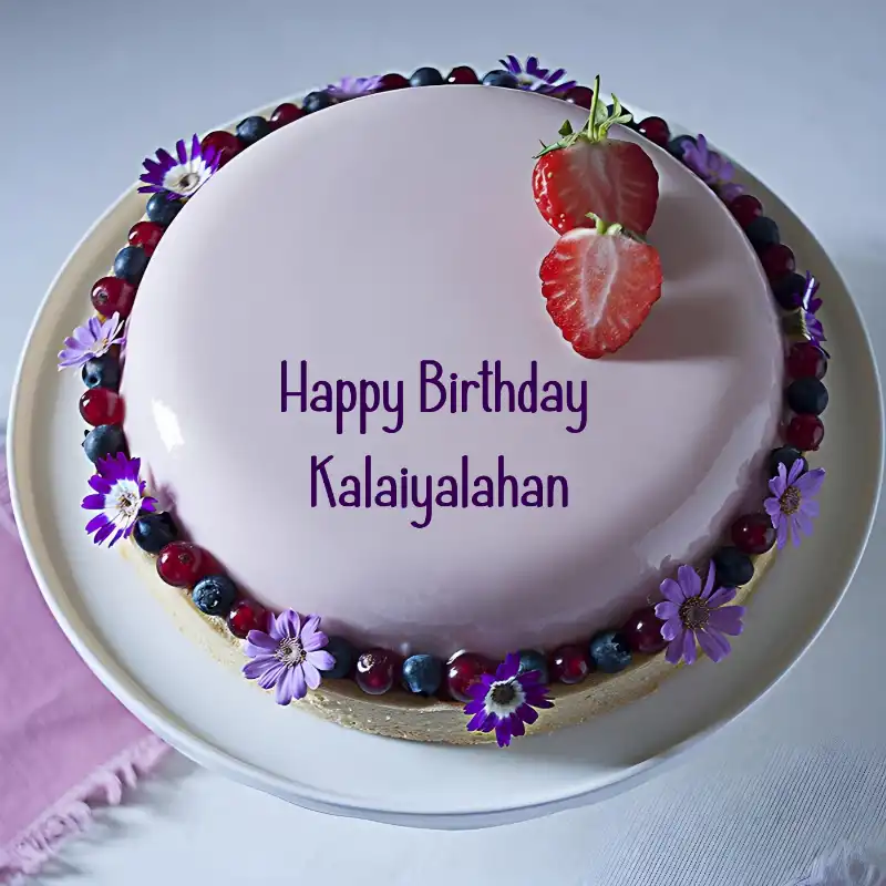 Happy Birthday Kalaiyalahan Strawberry Flowers Cake