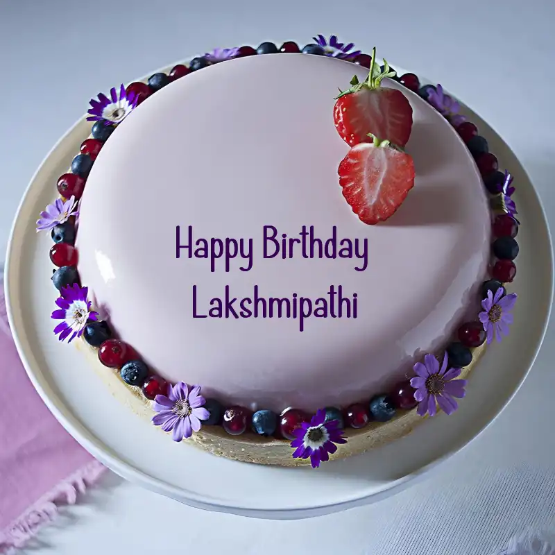 Happy Birthday Lakshmipathi Strawberry Flowers Cake