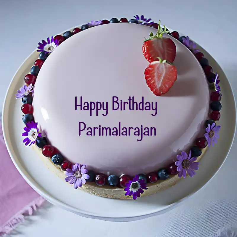 Happy Birthday Parimalarajan Strawberry Flowers Cake