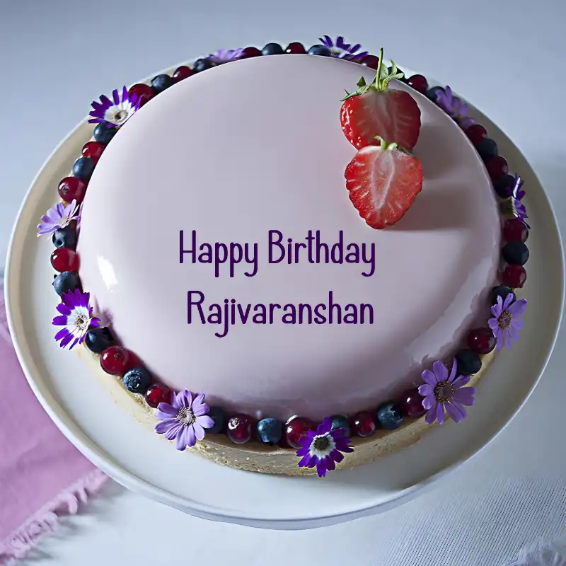 Happy Birthday Rajivaranshan Strawberry Flowers Cake