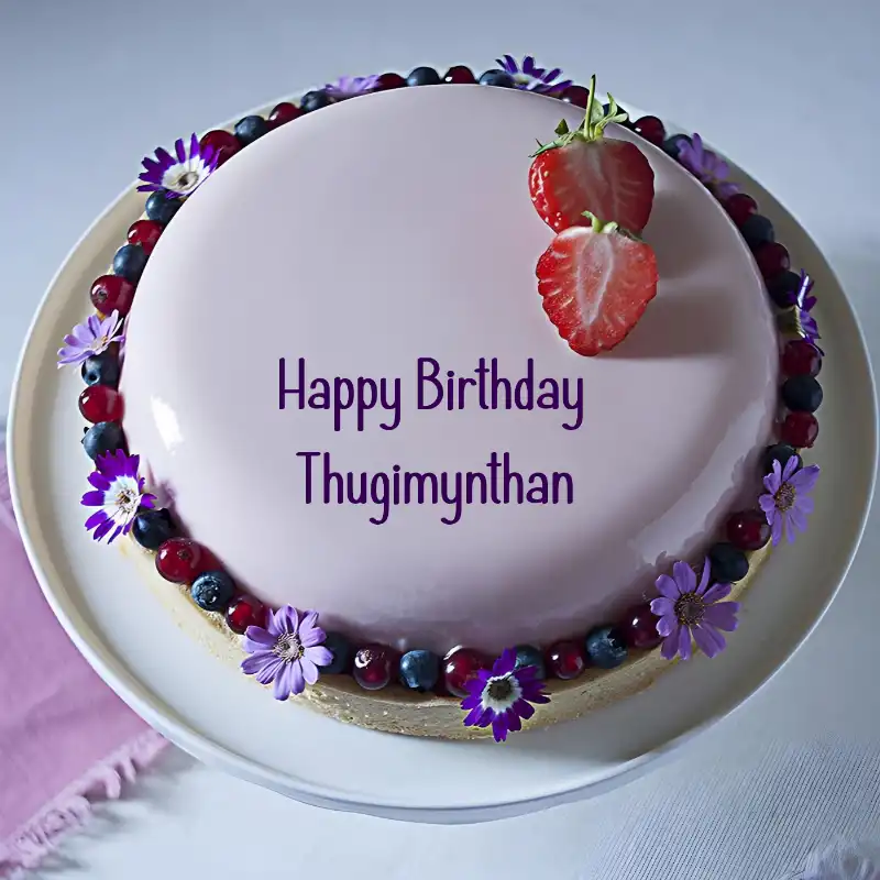 Happy Birthday Thugimynthan Strawberry Flowers Cake