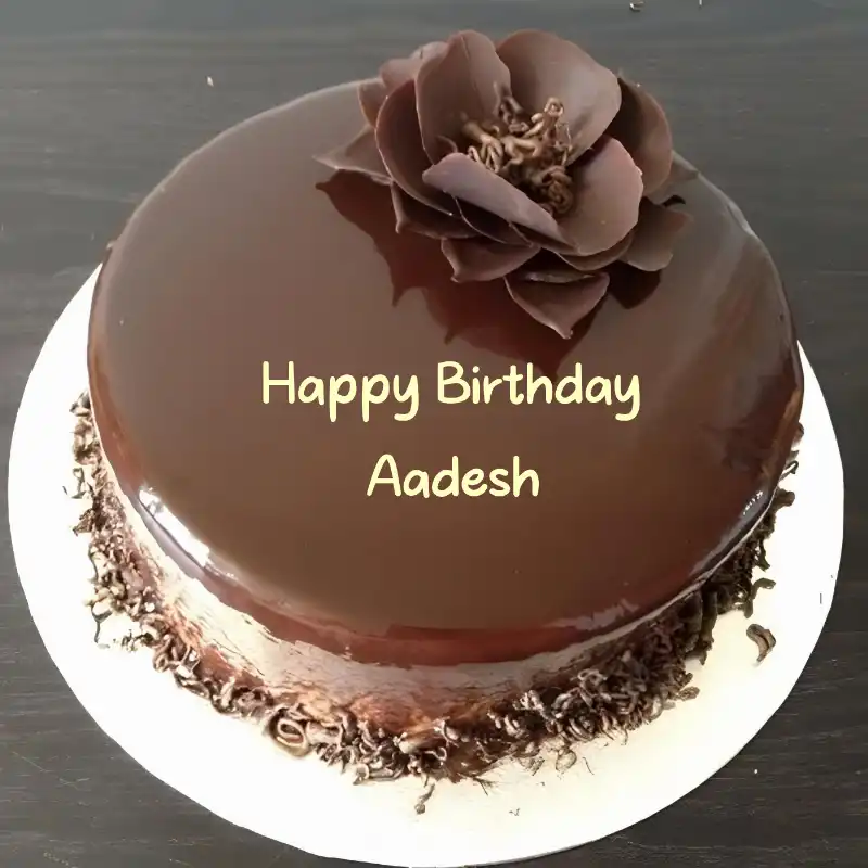Happy Birthday Aadesh Chocolate Flower Cake