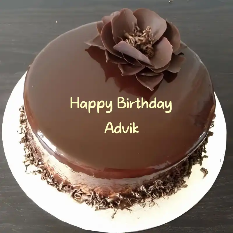 Happy Birthday Advik Chocolate Flower Cake