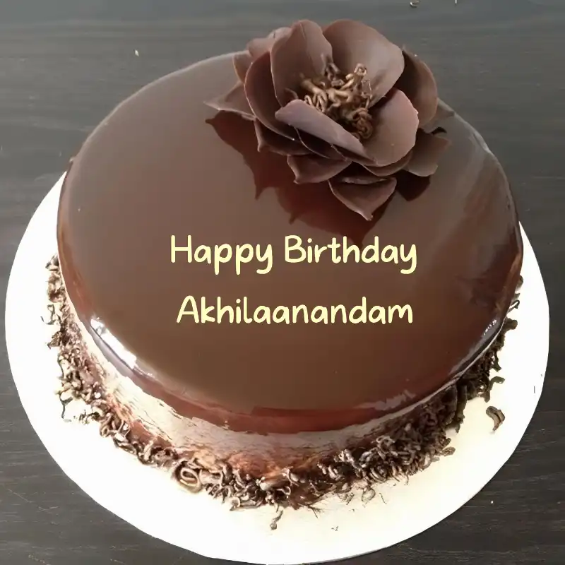 Happy Birthday Akhilaanandam Chocolate Flower Cake