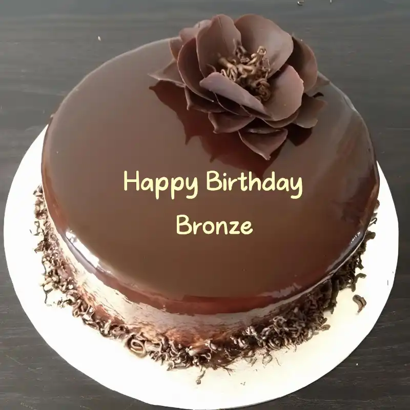 Happy Birthday Bronze Chocolate Flower Cake