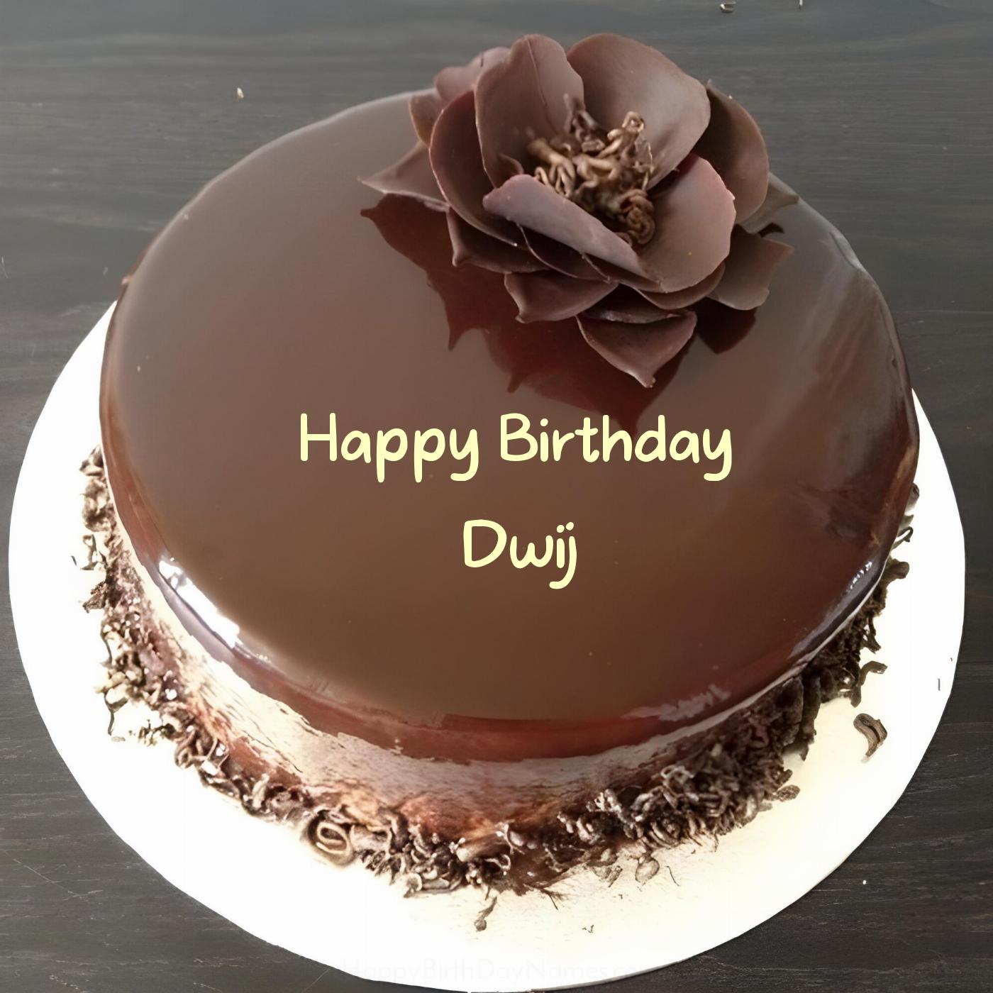 Happy Birthday Dwij Chocolate Flower Cake