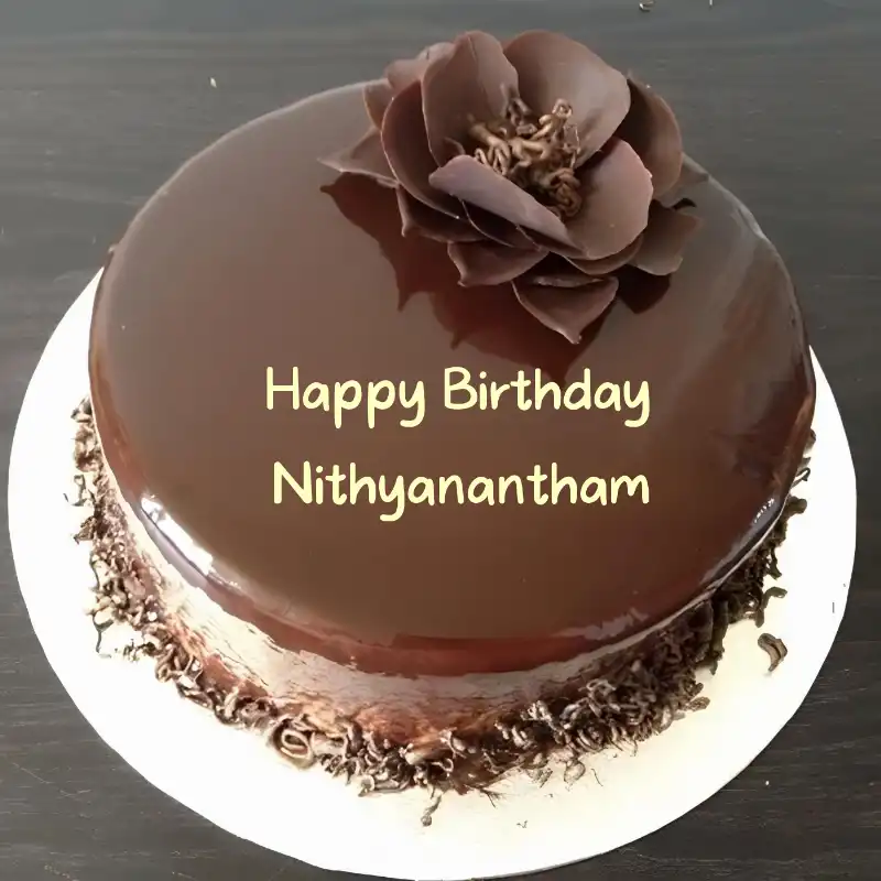 Happy Birthday Nithyanantham Chocolate Flower Cake