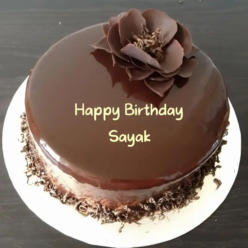 Happy Birthday Sayak Chocolate Flower Cake