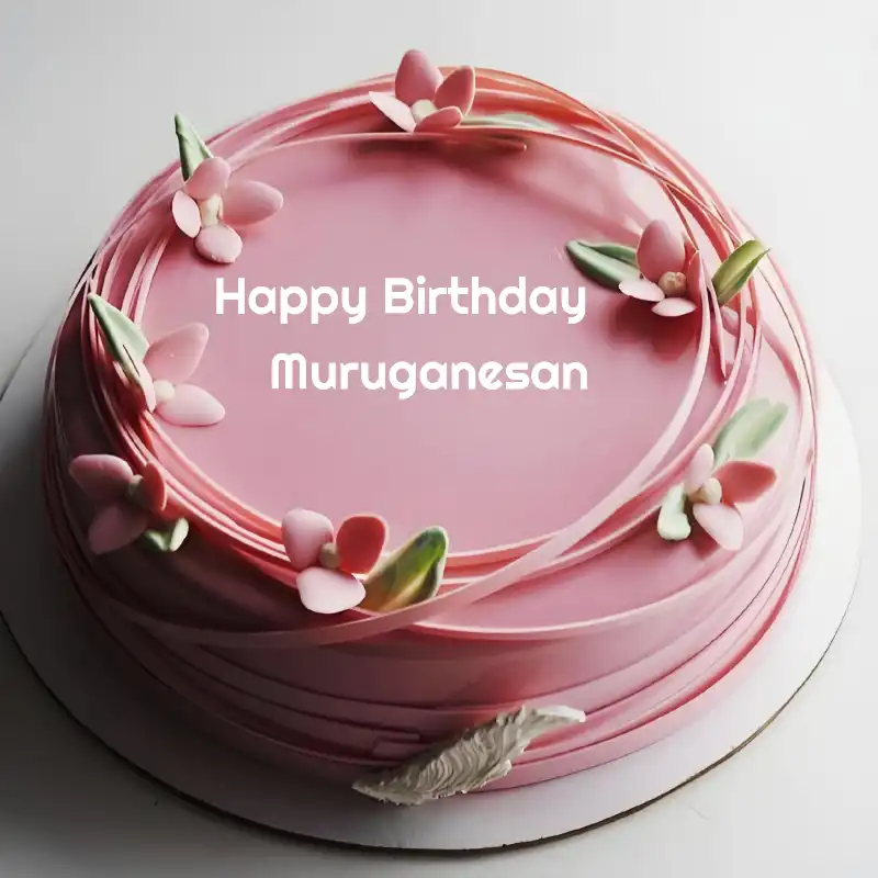 Happy Birthday Muruganesan Pink Flowers Cake