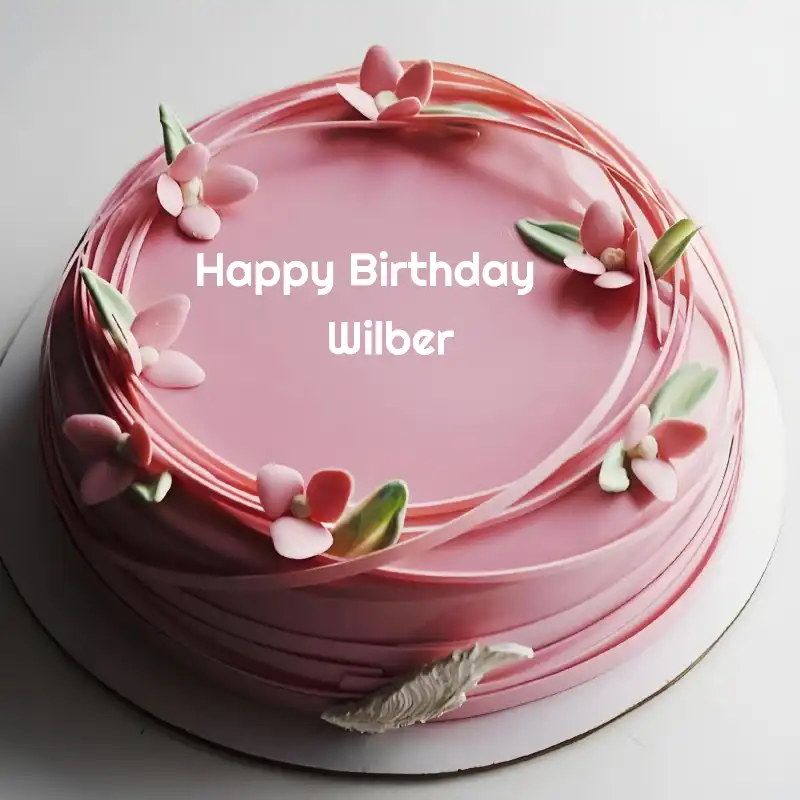 Happy Birthday Wilber Pink Flowers Cake