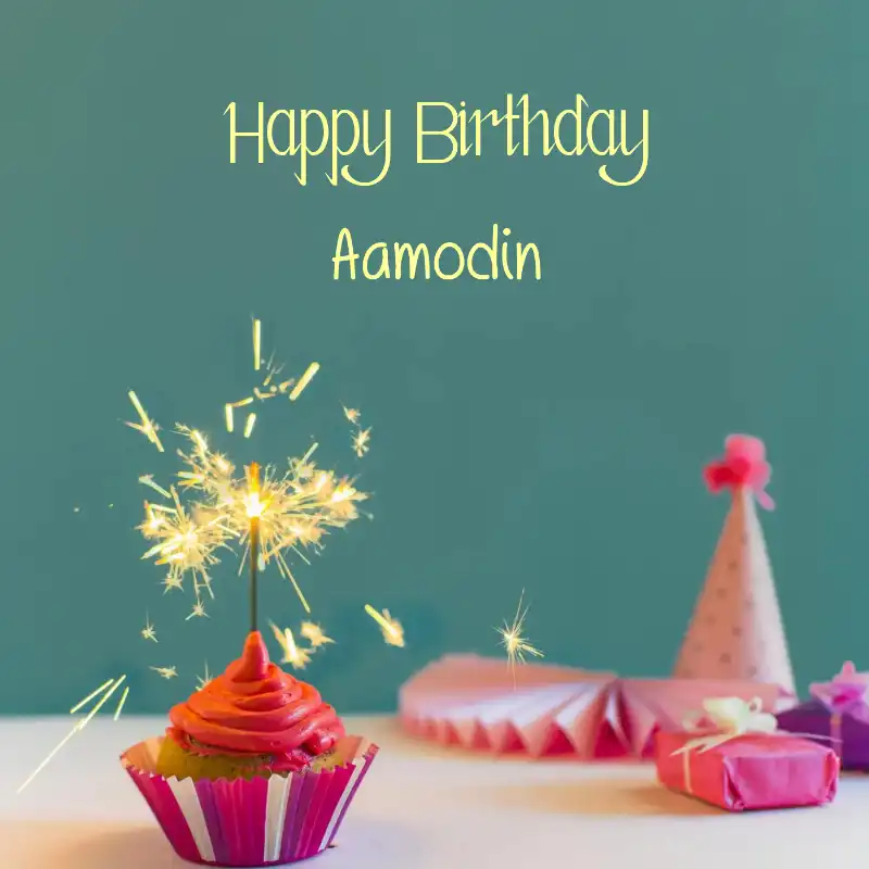 Happy Birthday Aamodin Sparking Cupcake Card