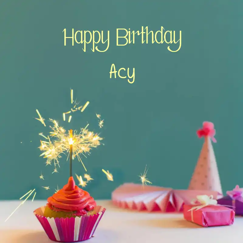 Happy Birthday Acy Sparking Cupcake Card