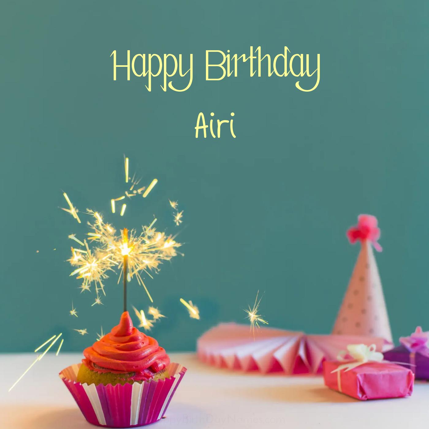 Happy Birthday Airi Sparking Cupcake Card