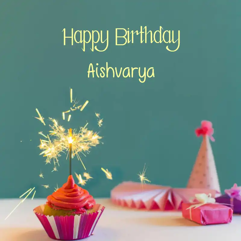 Happy Birthday Aishvarya Sparking Cupcake Card