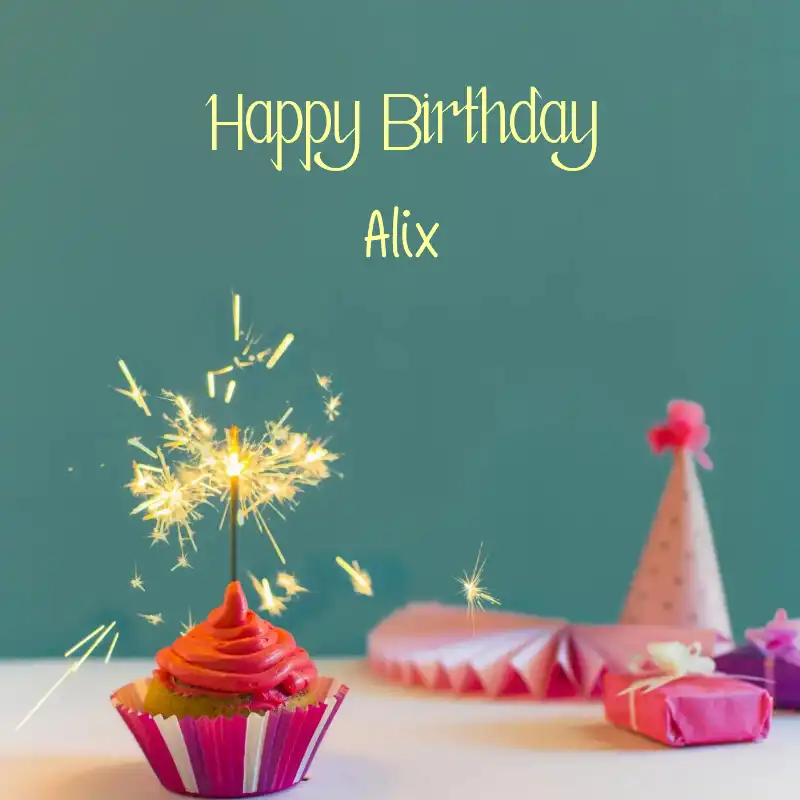 Happy Birthday Alix Sparking Cupcake Card