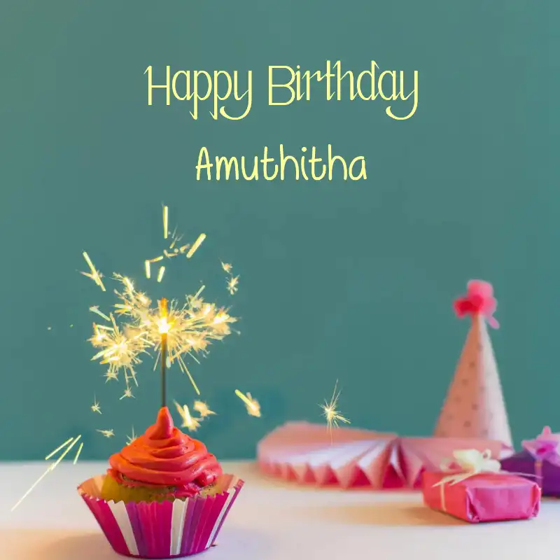 Happy Birthday Amuthitha Sparking Cupcake Card