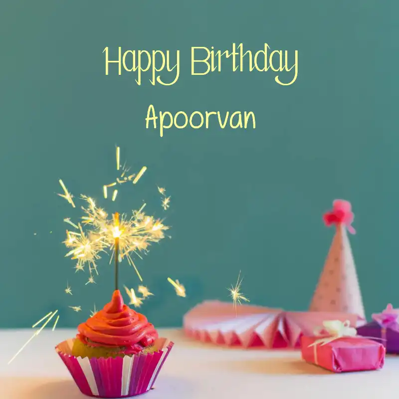 Happy Birthday Apoorvan Sparking Cupcake Card