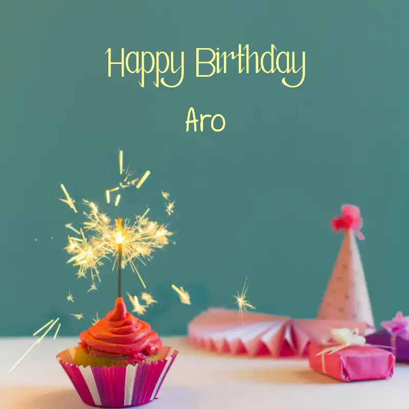 Happy Birthday Aro Sparking Cupcake Card