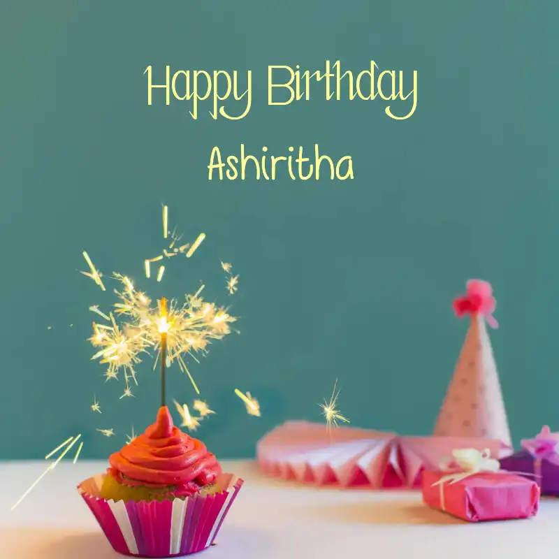Happy Birthday Ashiritha Sparking Cupcake Card