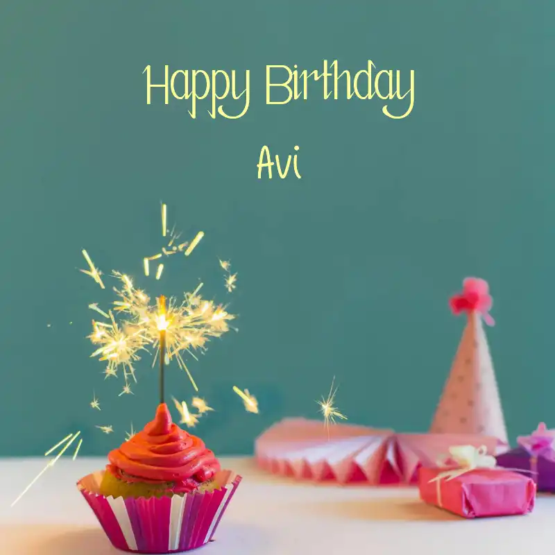 Happy Birthday Avi Sparking Cupcake Card