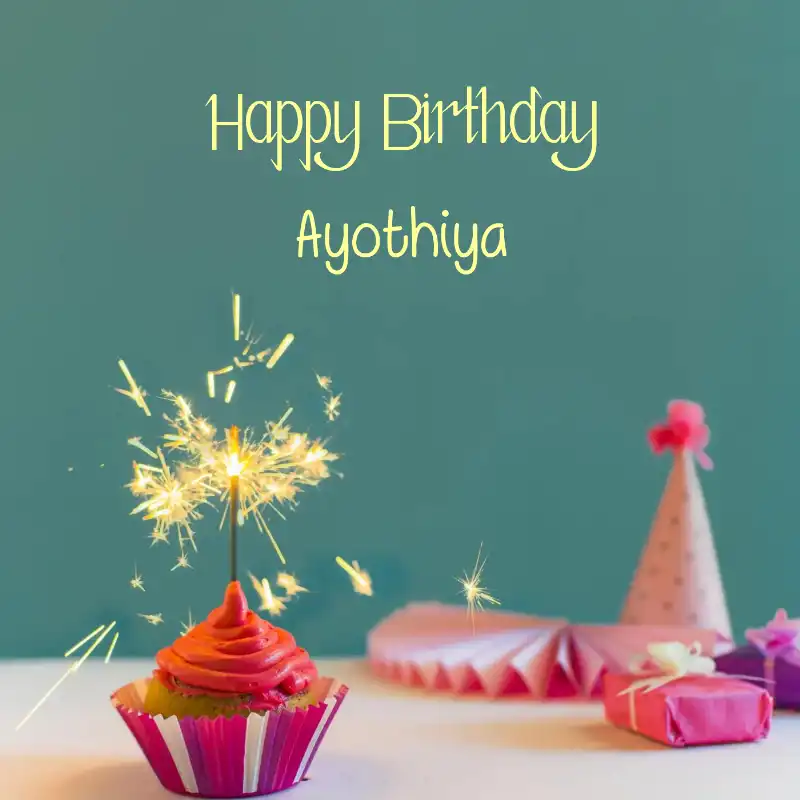 Happy Birthday Ayothiya Sparking Cupcake Card