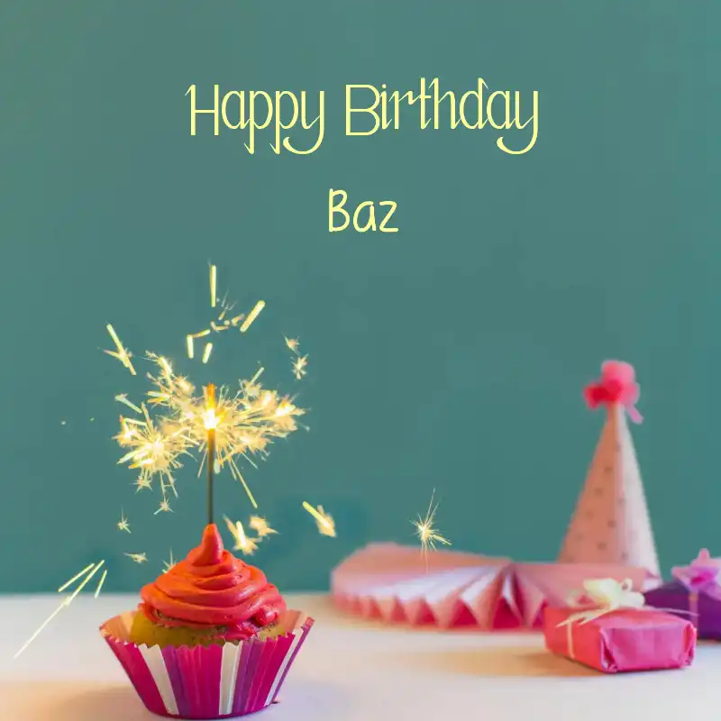 Happy Birthday Baz Sparking Cupcake Card