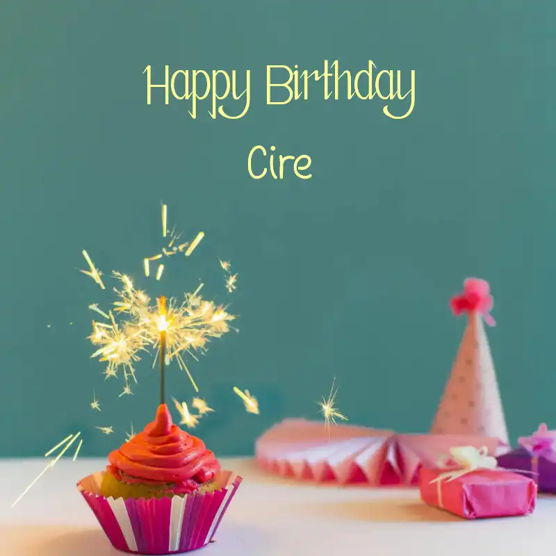 Happy Birthday Cire Sparking Cupcake Card